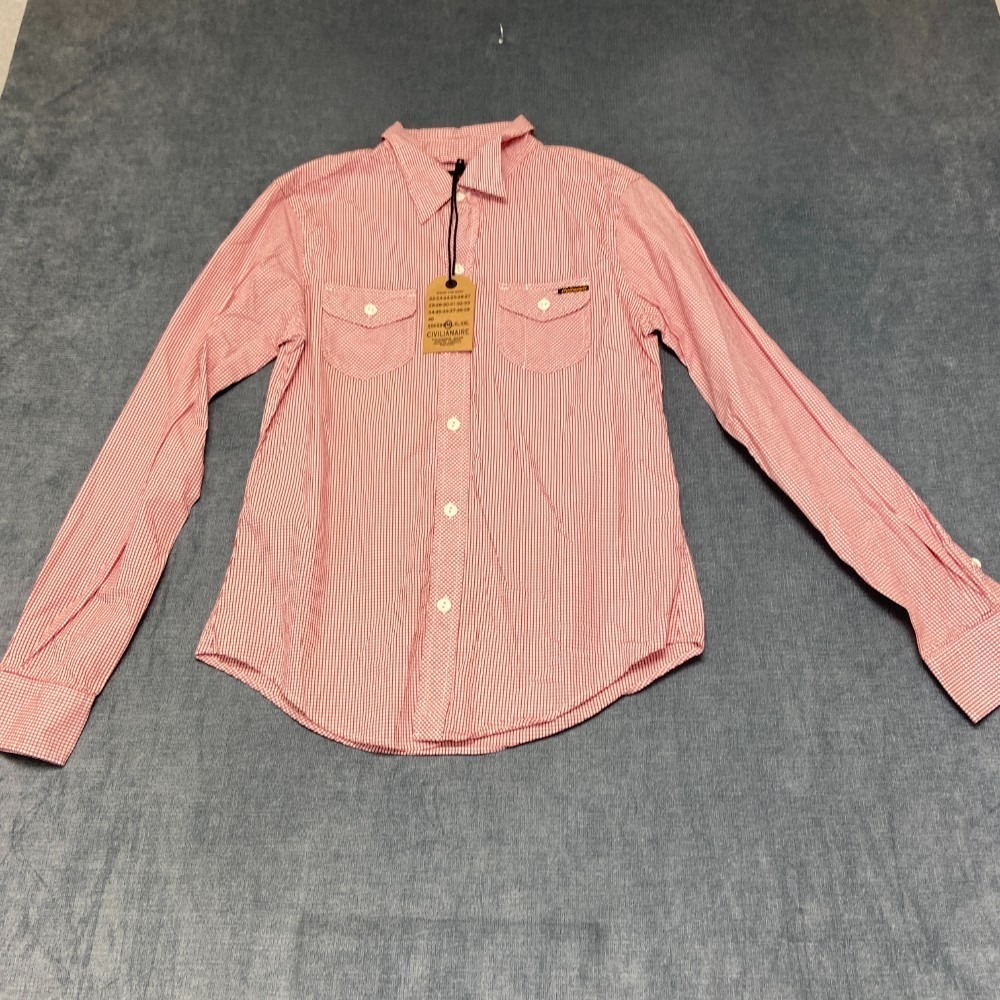 Civilianaire Sport Shirt Mens M White Red Check All Day Comfort Outdoor Classic